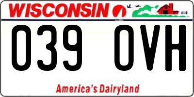 WI license plate 039OVH