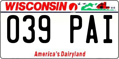 WI license plate 039PAI