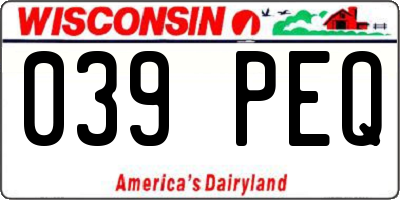 WI license plate 039PEQ