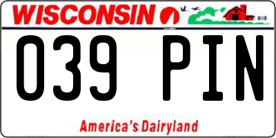 WI license plate 039PIN