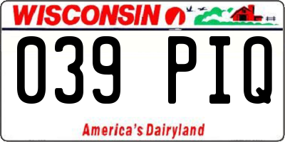 WI license plate 039PIQ