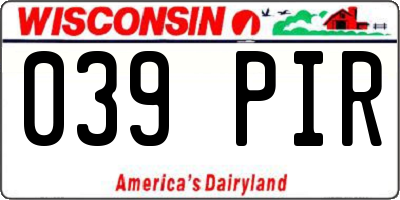 WI license plate 039PIR