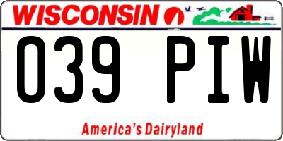 WI license plate 039PIW