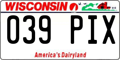 WI license plate 039PIX