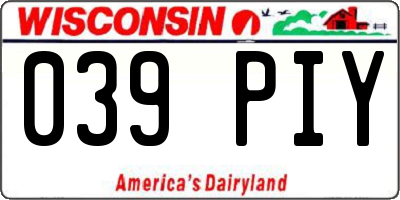 WI license plate 039PIY