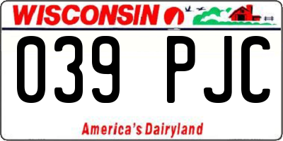 WI license plate 039PJC