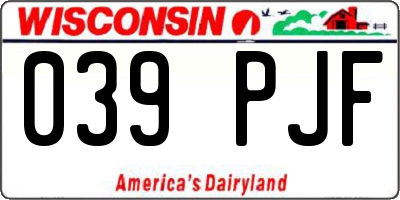 WI license plate 039PJF