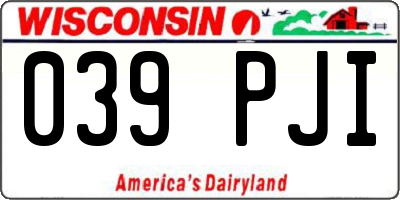 WI license plate 039PJI