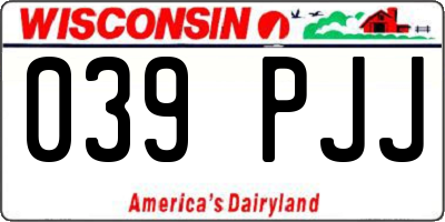 WI license plate 039PJJ