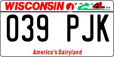 WI license plate 039PJK