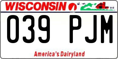 WI license plate 039PJM