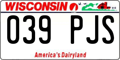 WI license plate 039PJS