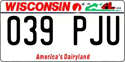 WI license plate 039PJU