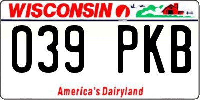 WI license plate 039PKB