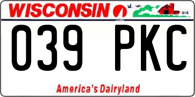 WI license plate 039PKC
