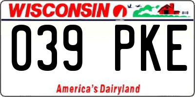WI license plate 039PKE