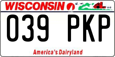 WI license plate 039PKP