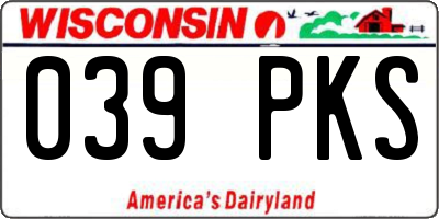 WI license plate 039PKS