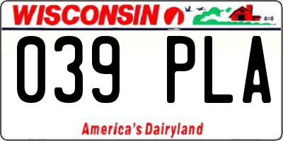 WI license plate 039PLA