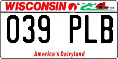 WI license plate 039PLB