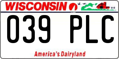WI license plate 039PLC