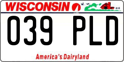 WI license plate 039PLD