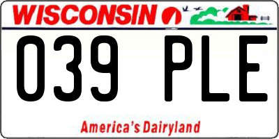 WI license plate 039PLE