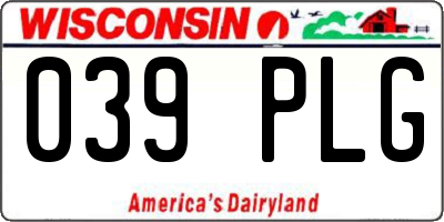 WI license plate 039PLG