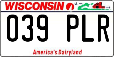 WI license plate 039PLR