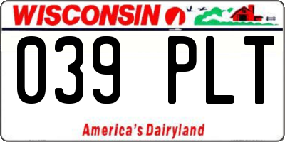 WI license plate 039PLT