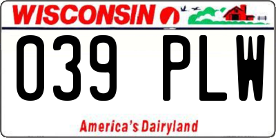 WI license plate 039PLW