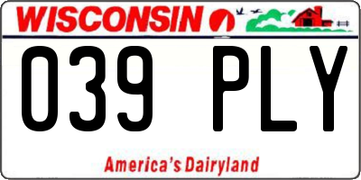 WI license plate 039PLY