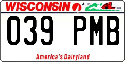 WI license plate 039PMB