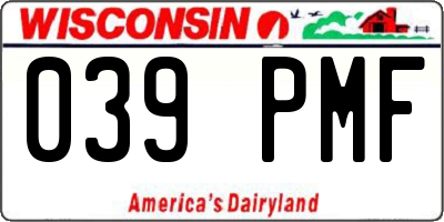 WI license plate 039PMF