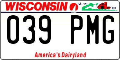WI license plate 039PMG