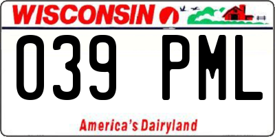 WI license plate 039PML
