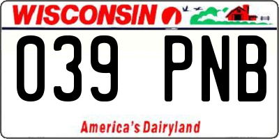 WI license plate 039PNB