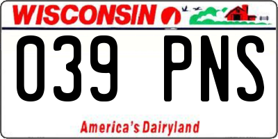 WI license plate 039PNS