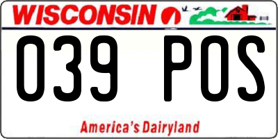 WI license plate 039POS