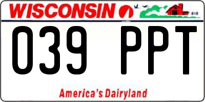 WI license plate 039PPT
