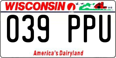 WI license plate 039PPU