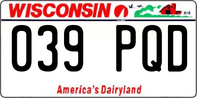 WI license plate 039PQD