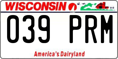 WI license plate 039PRM