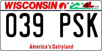 WI license plate 039PSK