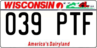 WI license plate 039PTF