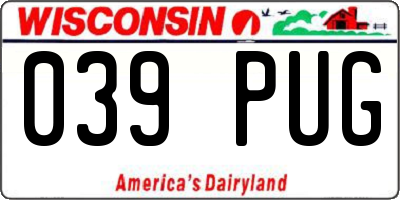 WI license plate 039PUG
