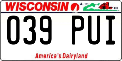 WI license plate 039PUI