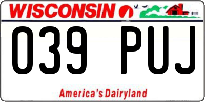 WI license plate 039PUJ