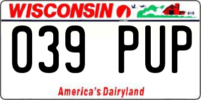 WI license plate 039PUP