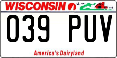 WI license plate 039PUV